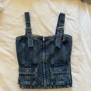 Zara Denim Corset Top with Pockets